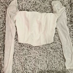 White Corset Long Sleeve Crop